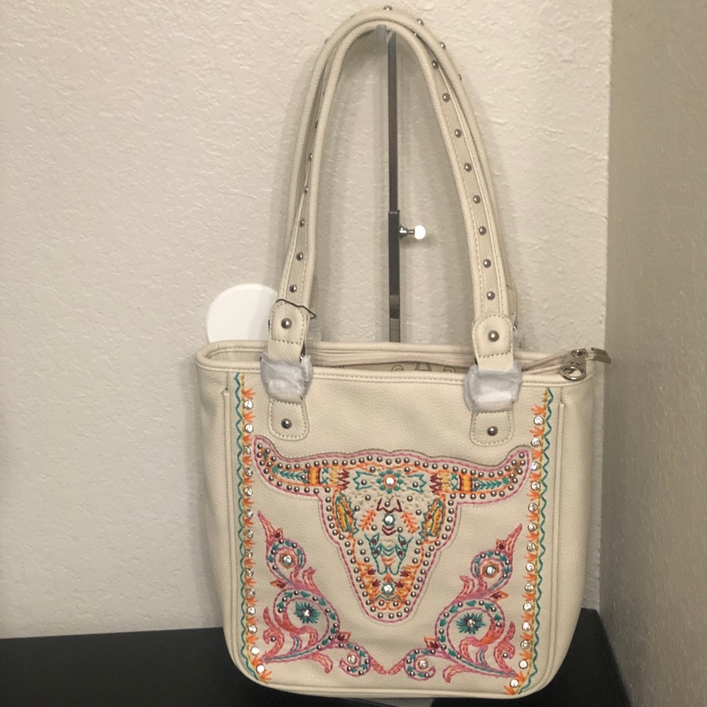 Montana West Embroidered Concealed Handgun Tote conceal carry purse bull